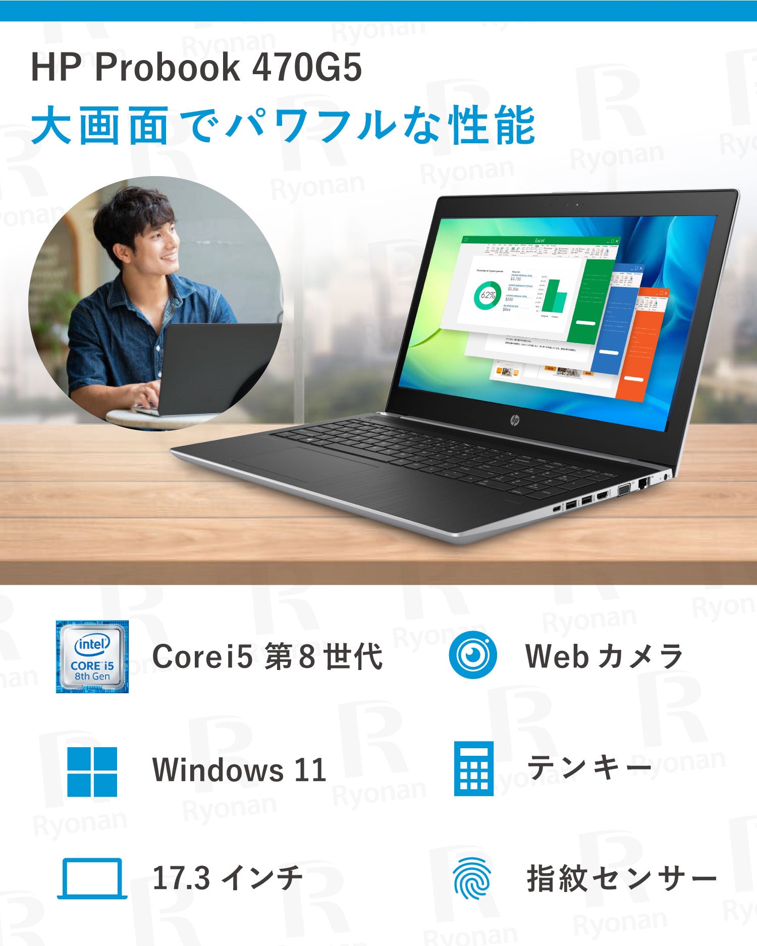 HP ProBook 470 G5 第8世代 Core i8 ノートパソコン 15.6インチ 無線LAN HDMI