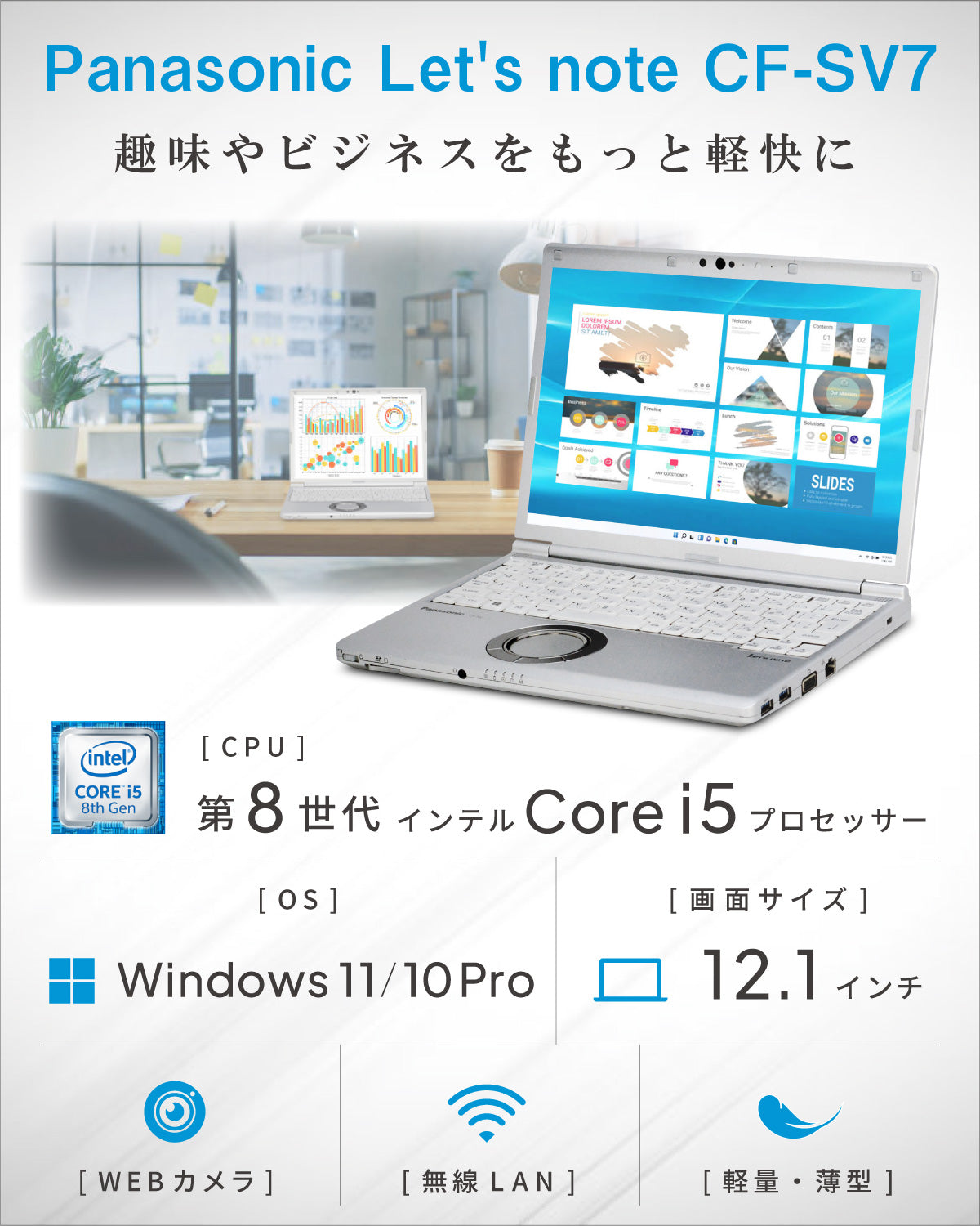 Panasonic レッツノート CF-SV7 第8世代 Core i5 ノートパソコン 12.1インチ HDMI 無線